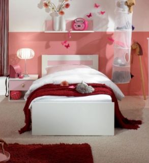 Bett Sissi, Jugendbett, Kinderbett, weiß/rosa 90x200