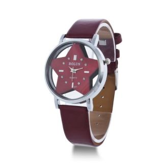 Pentagram Star Shape Design Quartz Unisex Round wrist watch Lady Women