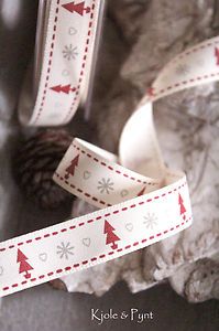 Webband Creme Christmas Tree Tanne Shabby Vintage Weihnacht 322