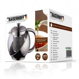 KAISERHOFF Teekanne Kaffeekanne Glas/Edelstahl Kanne Glaskanne inkl
