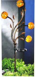 Metall  Pflanze im Bronze Antik Look 4 Glaskugeln in marmorierter