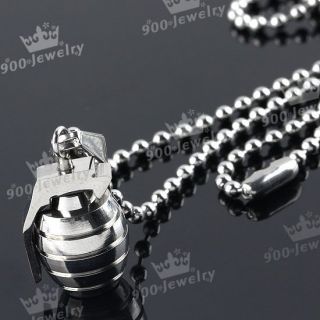 Battlefield 3D Granate 316L Edelstahl Anhänger + Necklace Halskette
