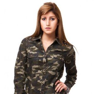 Sexy Damen Hemd Bluse Camouflage Look Tarnhemd Longshirt Longsleeve