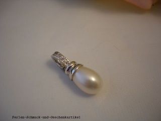 Vario Anhänger Echte Perle Tropfen 925 Silber Zirkonia