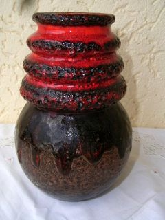 2x FAT LAVA Vase Scheurich Ceramic 269/18 + 515/22 Keramik Ripple