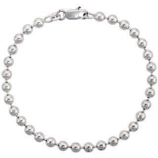 Unisex Perlen Kugelkette Halskette 925 Sterlingsilber,5 mm ,Grösse