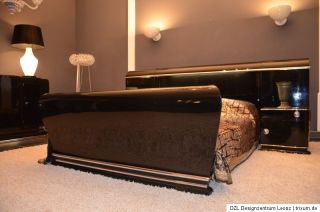 Art Deco Bett exclusiv Modernist 30´ Doppelbett Design Entwurf Chrom