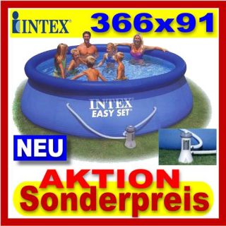 INTEX Easy Set Quick Up Pool 366 x 91 cm Schwimmbecken Komplettset