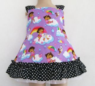 Girls Top Tank Dora Print Cute Dress Kids Cothes Size 2 3 4 5 6 7 8 9