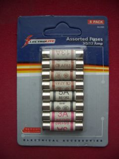 Mixed Household Plug Domestic Cartridge Fuse Set   3A 5A & 13A Amp   8