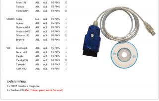 OBDII OBD 2 Diagnose Interface USB Kabel VAG KKL für VW Audi A4 Skoda