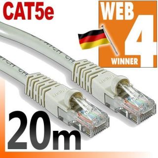 20m 10/100/1000Mbit Netwerkkabel Netzwerk LAN Kabel w4W #386