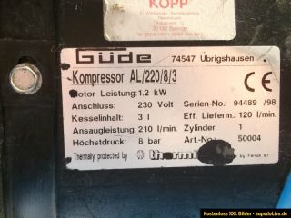 Güde Kompressor AL220   8 Bar   120 Liter pro min   gebrauchterr