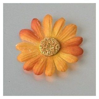 Margaritenblüten, ORANGE, Stoffblumen, mit Klebepunkt, 50 