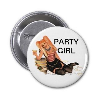 Party Girl Pin Up Button