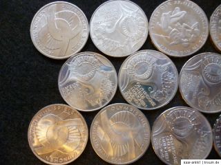 14 x 10 DM Olympiade + Andere, Gedenkmünzen, Silber, Silbermünzen