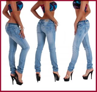 12e) Damen Skinny Low Rise Jeans Hose Light Blue 34 XS   42 XL