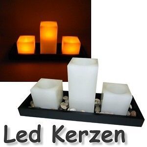 LED Kerzen Set Feng Shui mit Holztablett & Fernbedienung, flammenlose