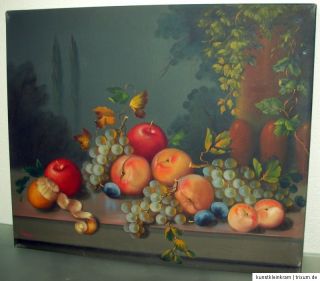 Original Ölgemälde Gemälde Hargas signiert 50x60 Weintrauben Äpfel