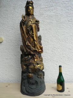 Guan Yin Göttin Mutter China alte Holz Buddha 108cm RRR