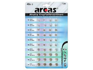 40 Stück Arcas Batterie Knopfzellen Set AG1 AG3 AG4 AG5 AG12 AG13