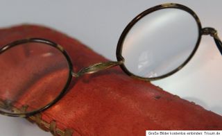 antike originale Brille 20er   40er Jahre Lederetui Nickelbrille