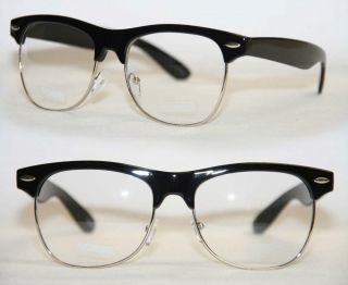 60er Jahre schwarz Klarglas Sonnenbrille Halbschale Retro 424
