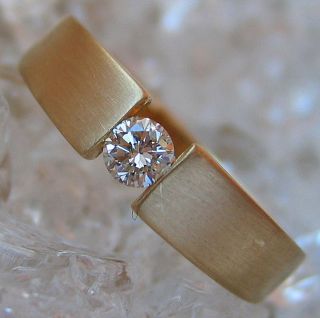 585 Gold Ring Brillant Ring mit Solitär Diamant Spannring 427