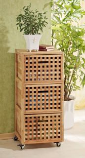 Rollcontainer, Regal Wäschebox Schrank aus Walnuss Holz