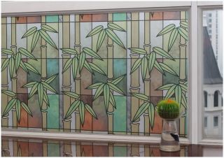 Deko Frosted Glass Window Film Bunte Kirchenfenster Bamboo 35inch GW