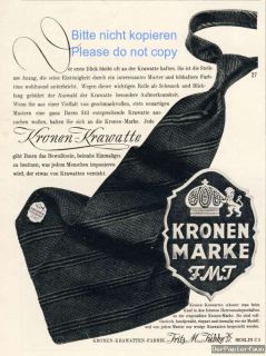 Krone Krawatten Tübke Berlin Reklame 1942 Krone Löwe tie 3. Reich ad