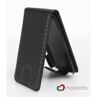 Mobiletto iPhone 5 Carbon Ledertasche / Lederhülle   Schwarz / Black