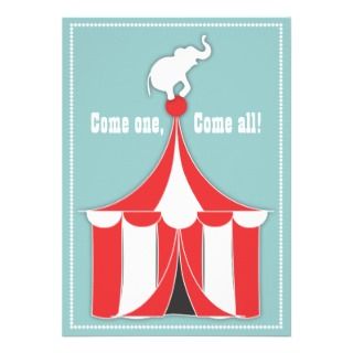 Elephant Birthday Party on Circus Tent   Elephant Kids Birthday Party Cards