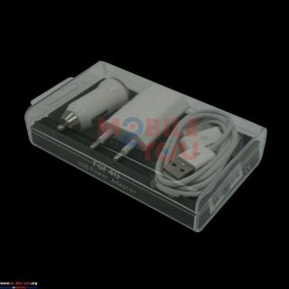 iPhone 4 4S Ladekabelset KFZ Netzteil USB Kabel Ladegerät 3in1