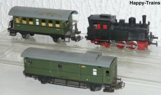 3x Märklin / Dampflok 3029 +4000 Personenwagen+4003 Packwagen H0