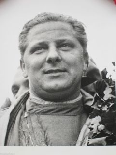 470) Foto SCHIRNER: Rennfahrer Seitenwagen Weltrekord 1951 HERMANN