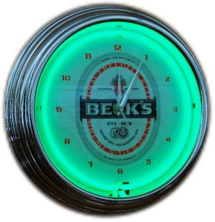 BECKS BECKs Bier NEON Neonwanduhr clock RETRO Neonwerbung