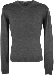 HUGO BOSS Herren Pullover Sweatshirt Baku Schurwolle Medium Grey