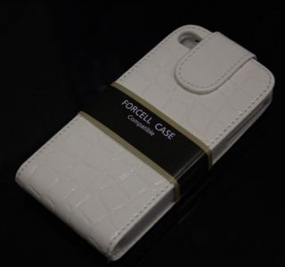 iPhone 4G 4S Weiß Krokodil OptikHandy Leder Tasche Leather Case Etui