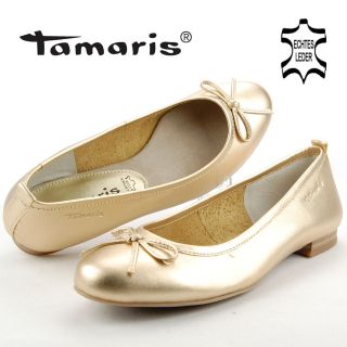 DPM501 TAMARIS Damen Ballerina Leder gold metallic NEU
