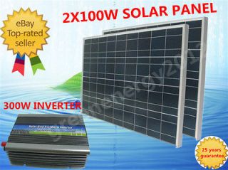 200W solar panel grid tie kits 2x100W solar panels&300W on grid