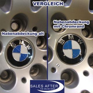 Original BMW Satz Nabenabdeckungen Nabendeckel Felgendeckel Chromrand