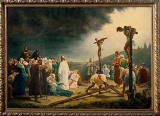 Museales Gemälde Die Kreuzigung V. Emmenegger dat. 33