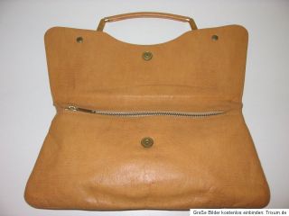 Süße Clutch Tasche Gelb Ocker Leder Look Vintage 70er Boho Bag