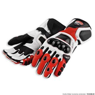 DUCATI Dainese Corse ´12 Racing Handschuhe Leder Gloves schwarz rot
