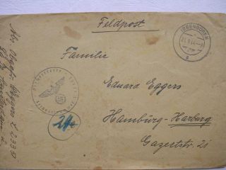 12136 Feldpost Brief IBBENBÜREN 21.9.1944 nach Hamburg Feldpostnummer