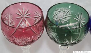 bunte Kristallrömer Römer Weinglas Kristall Glas Schliffdekor