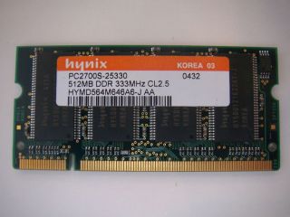 HYNIX HYM564M646A6 JJ, 512MB DDR SODIMM PC2700 Laptop Speicher