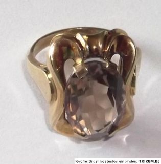 antik Handarbeit Ring 333 Gold 5,5 g gr. Rauchtopaz Rauchquarz Gr.59