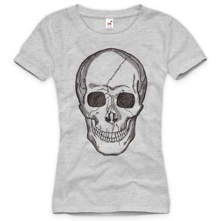 Smiling Skull Damen T Shirt Totenkopf Rocker Punk Style Trend XS S M L